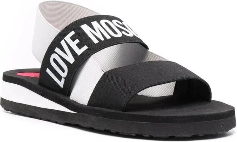 Love Moschino Zwarte Casual Platte Sandaal Zwart Dames