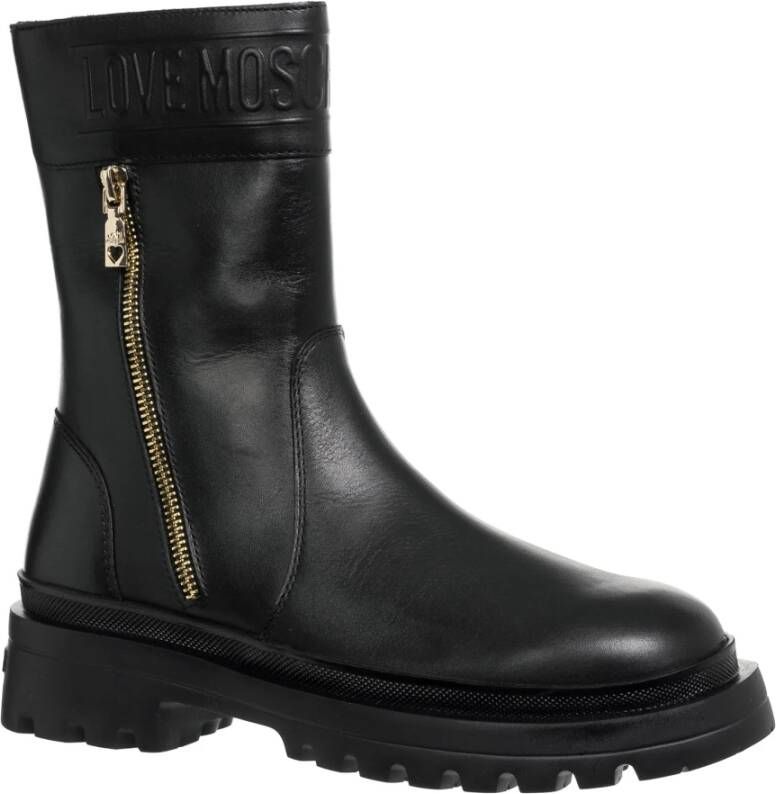 Love Moschino Ritssluiting Enkellaarsjes Effen Kleur Black Dames