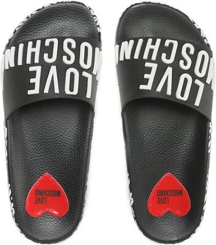 Love Moschino Zwarte Pool25 Slippers Zwart Dames