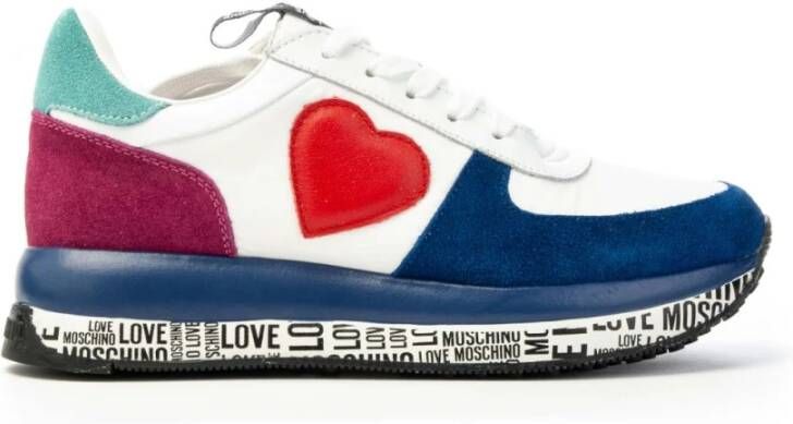 Love Moschino Trendy Sneakers met Veters en Leeuw Detail Meerkleurig Dames