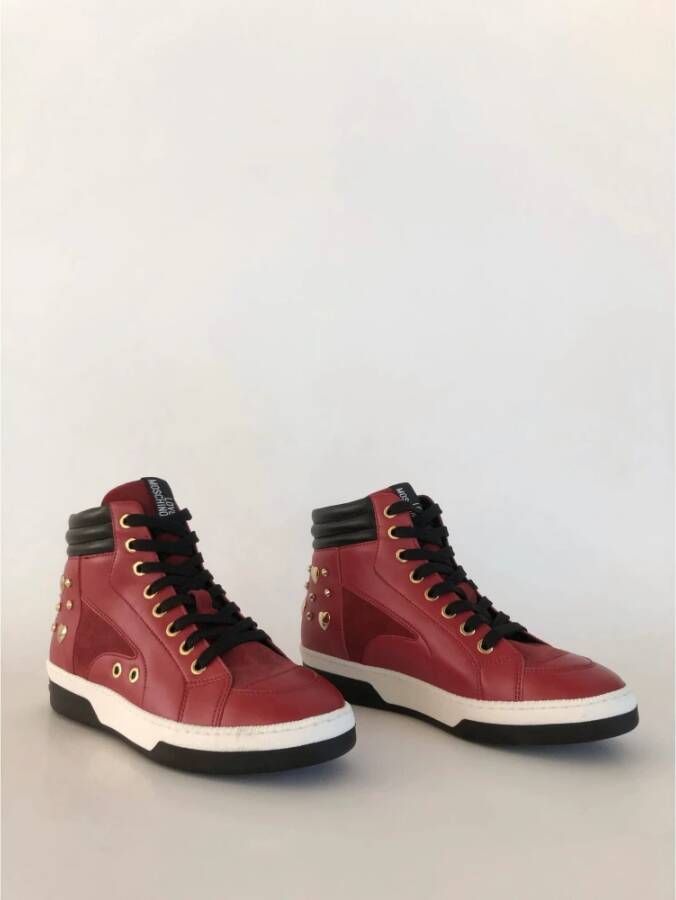 Love Moschino Leren sneakers met tweekleurige rubberen zool Rood Dames