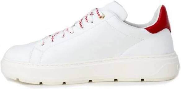 Love Moschino Witte leren sneakers met rode metalen logo Wit Dames