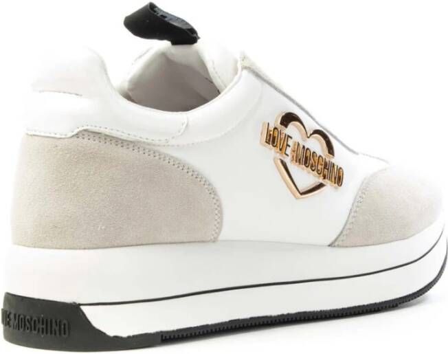 Love Moschino Vetersneakers met Metalen Hartdetail Wit Dames