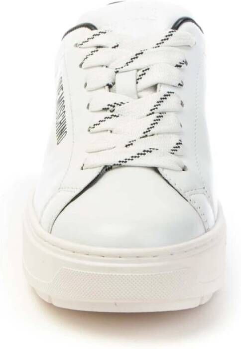 Love Moschino Leren sneakers met logo-detail Wit Dames