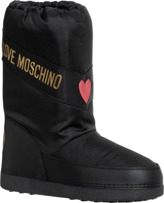 Love Moschino Snowboots met trekkoord en effen patroon Black Dames