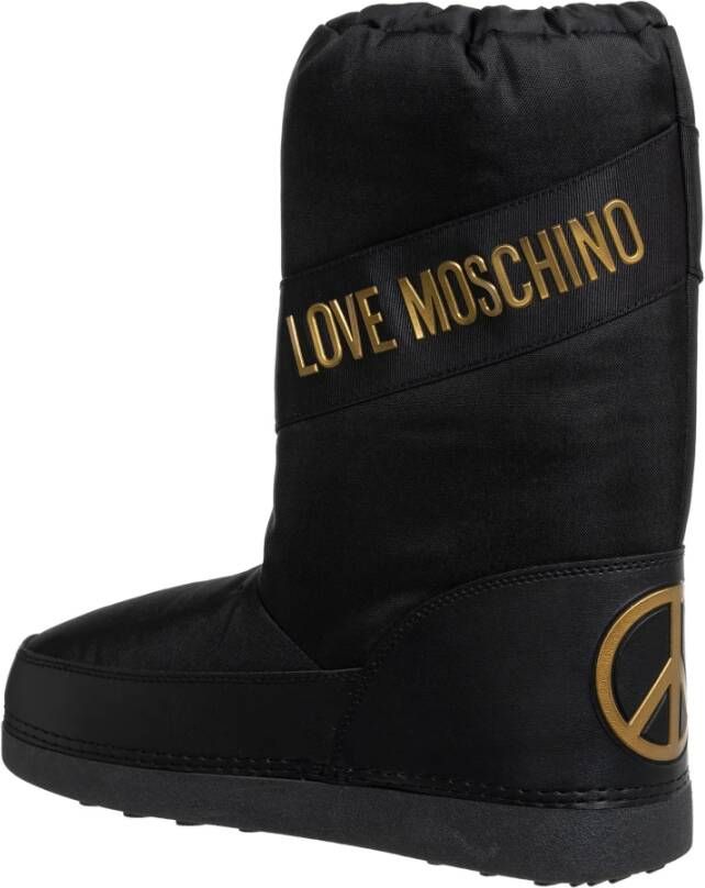 Love Moschino Snowboots met trekkoord en effen patroon Black Dames