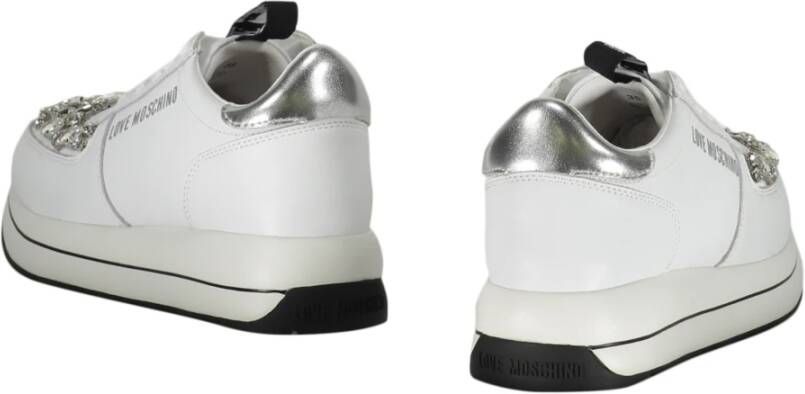 Love Moschino Stenen versierde leren sneakers White Dames