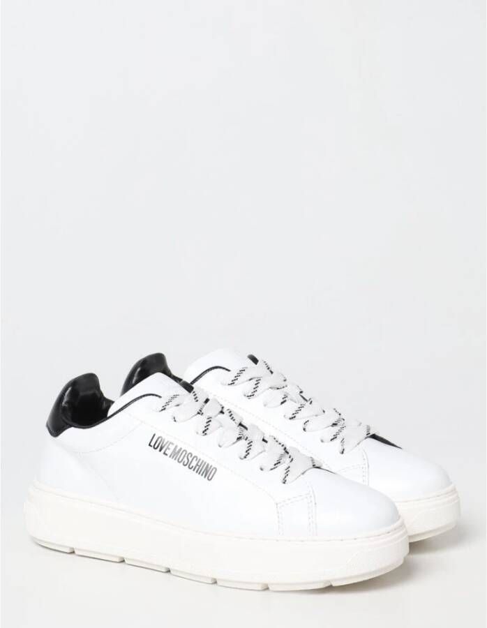 Love Moschino Stoere Sneaker van Wit Leer White Dames