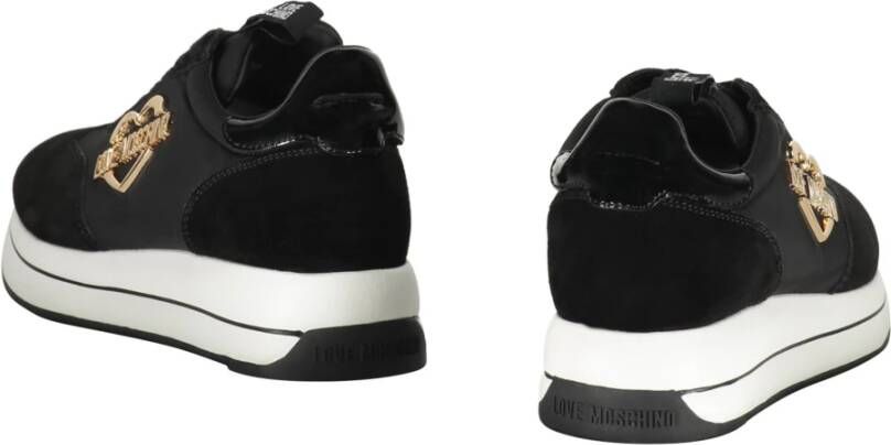 Love Moschino Suede Low-top Sneakers met Logo Detail Black Dames