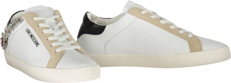 Love Moschino Suede Stone Low-Top Sneakers White Dames