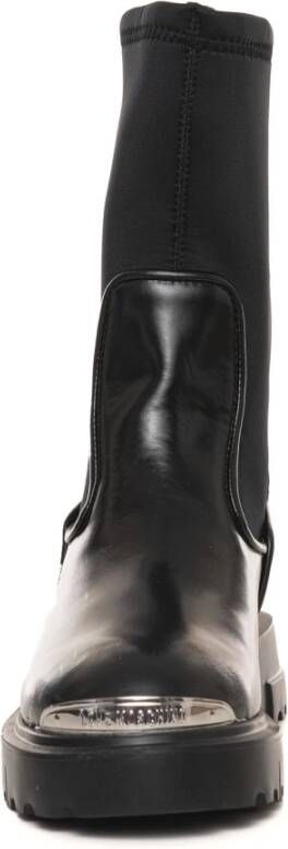 Love Moschino Track Sole Slip-On Leren Laarzen Black Dames