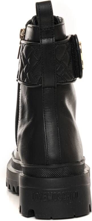 Love Moschino Vetersluiting leren enkellaarzen Black Dames