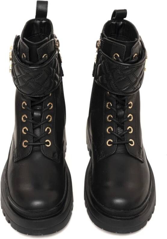 Love Moschino Vetersluiting leren enkellaarzen Black Dames