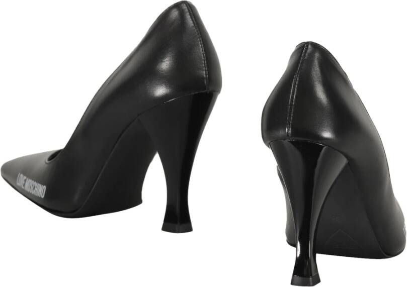 Love Moschino Vierkante Neus Leren Pumps Gebogen Hakken Black Dames