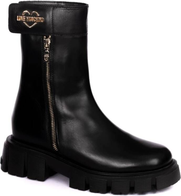 Love Moschino Witte Leren Kwast Schoudertas Black Dames