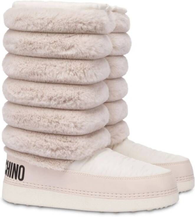 Love Moschino Witte platte schoenen met bonteffect White Dames