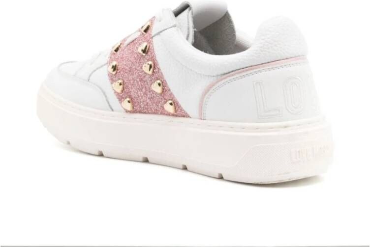 Love Moschino Witte platte schoenen met glitterdetail White Dames