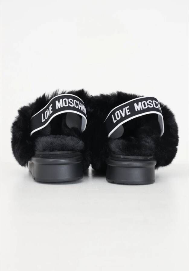 Love Moschino Zwarte Gesloten Teen Lage Sandalen Black Dames