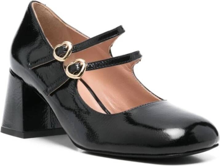 Love Moschino Zwarte Lakleren Blokhak Schoenen Black Dames