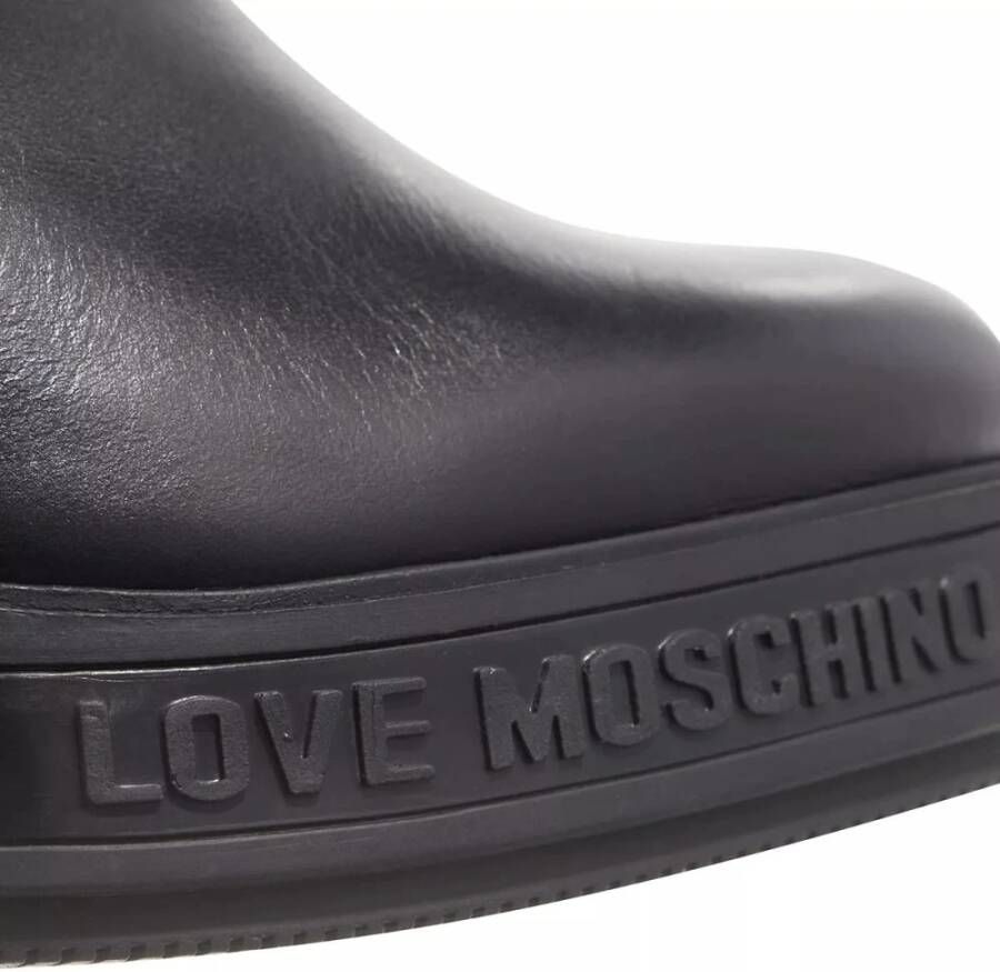 Love Moschino Zwarte Leren Hoge Hak Laarzen Black Dames