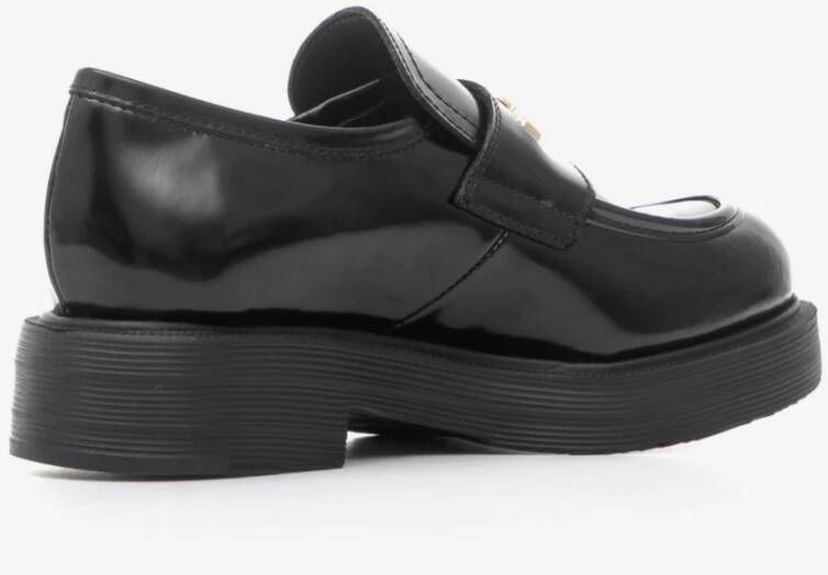 Love Moschino Zwarte Leren Loafers voor Vrouwen Black Dames