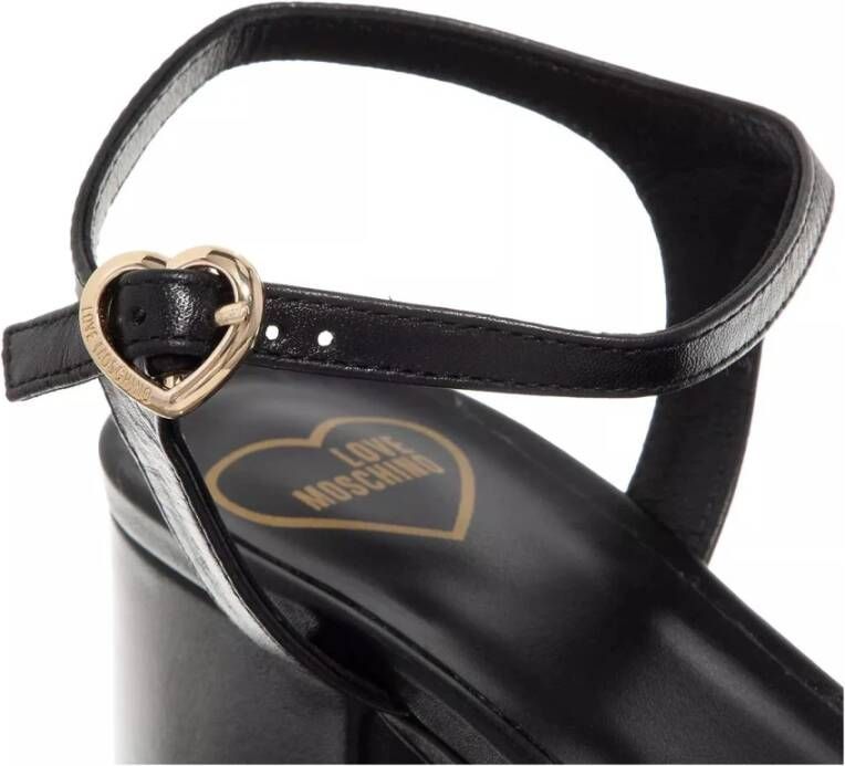 Love Moschino Zwarte Leren Logo Sandalen Black Dames