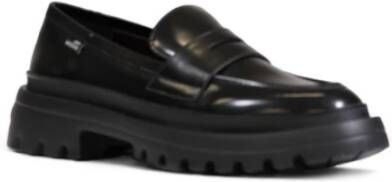 Love Moschino Zwarte leren mocassin met rubberen zool Black Dames