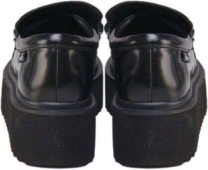 Love Moschino Zwarte leren sneakers met rubberen hak Black Dames