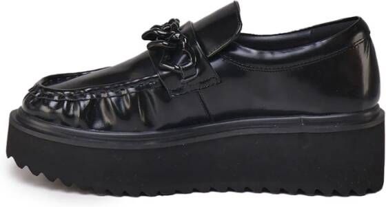 Love Moschino Zwarte leren sneakers met rubberen hak Black Dames