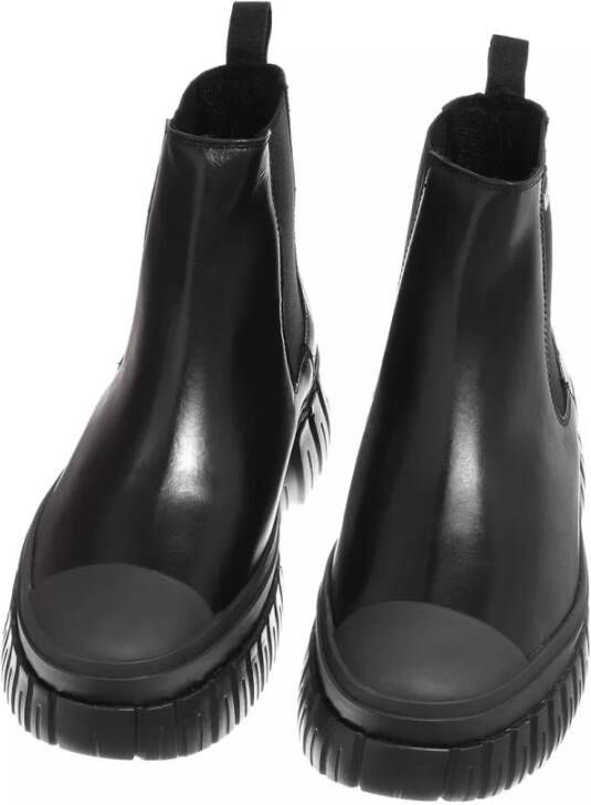 Love Moschino Zwarte Leren Sneakers met Rubberen Zool Black Dames