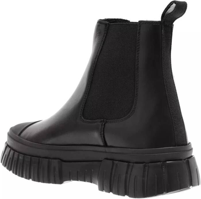 Love Moschino Zwarte Leren Sneakers met Rubberen Zool Black Dames