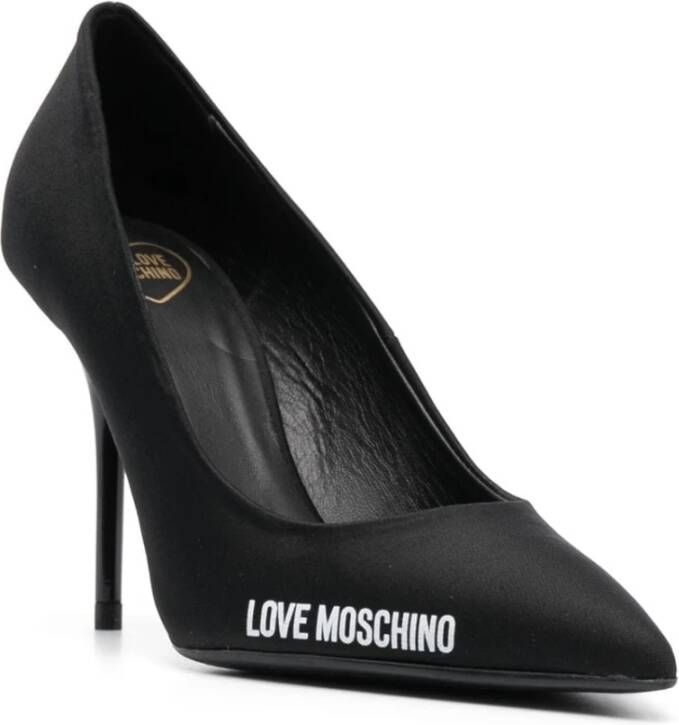 Love Moschino Zwarte Neopreen Platte Schoenen met Rubberen Logo Black Dames