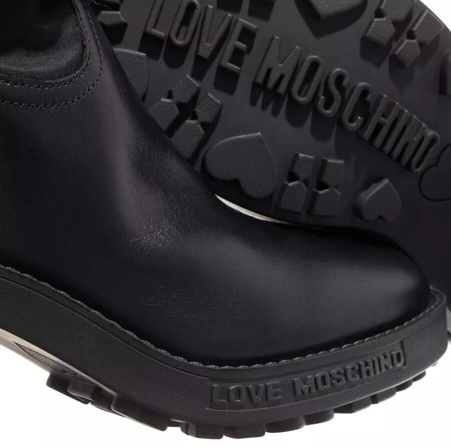 Love Moschino Zwarte Nylon Blokhaklaarzen Black Dames