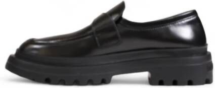 Love Moschino Zwarte Plain Moccasins met Rubberen Zool Black Dames