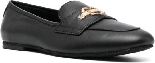 Love Moschino Zwarte platte schoenen met leren zool Black Dames