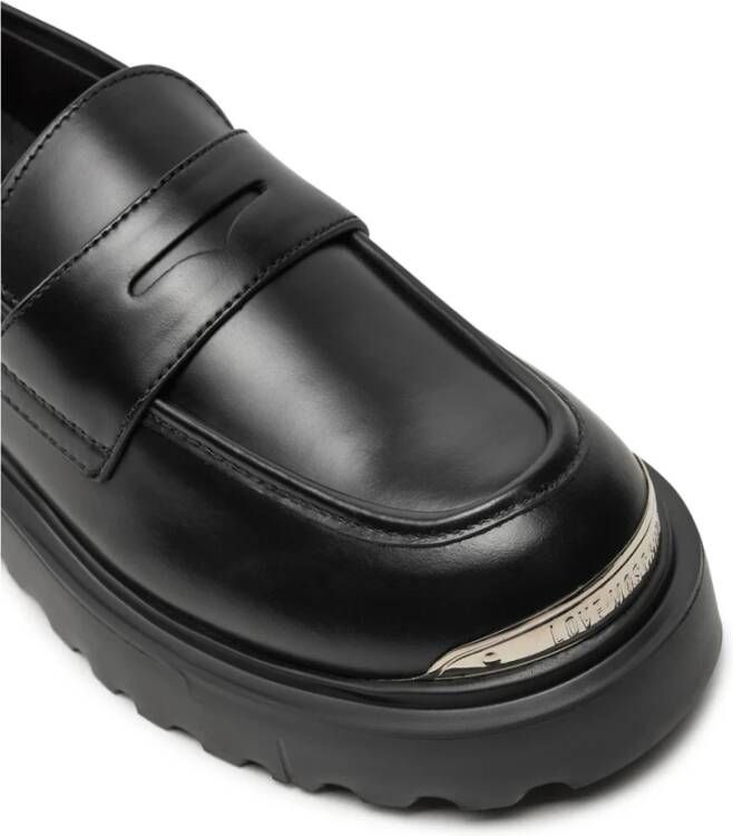 Love Moschino Zwarte platte schoenen Moderne stijl Black Dames