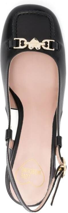 Love Moschino Zwarte platte schoenen voor vrouwen Black Dames