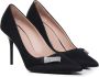 Love Moschino Zwarte Satijnen Platte Schoenen met Fettuccine Decoratie Black Dames - Thumbnail 3