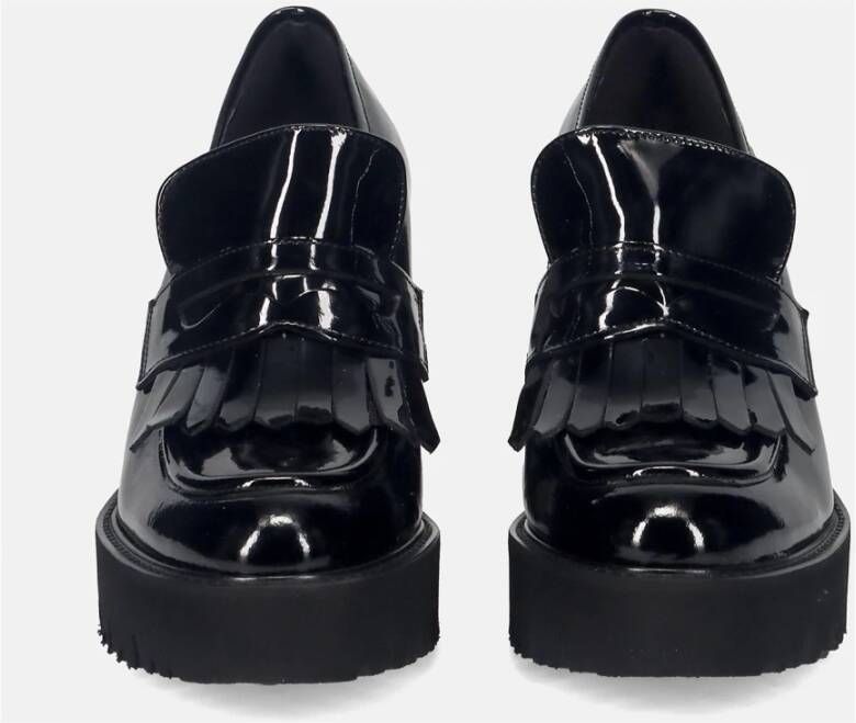 Luca Grossi Zwarte franje loaferschoenen Black Dames