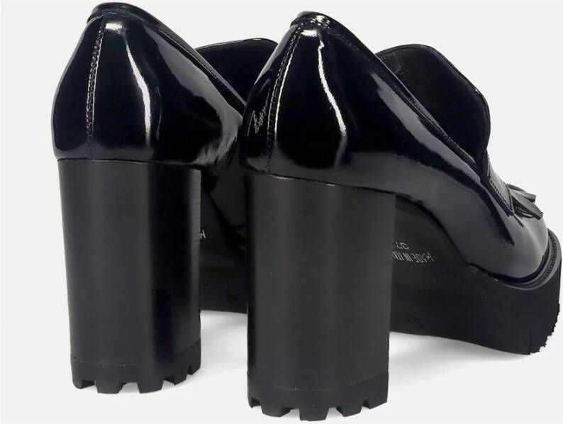 Luca Grossi Zwarte franje loaferschoenen Black Dames