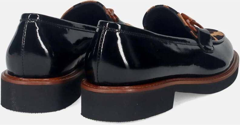 Luca Grossi Zwarte Patentleren Mocassin Schoenen Black Dames