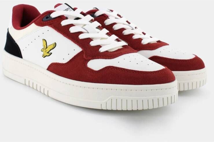 Lyle & Scott Heren Leren Sneakers Wit Rood Marine Multicolor Heren