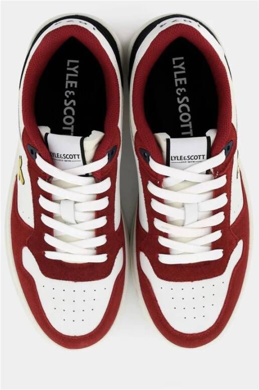 Lyle & Scott Heren Leren Sneakers Wit Rood Marine Multicolor Heren