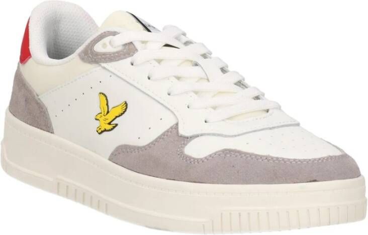 Lyle & Scott Wit Rood Leren Sneakers White Heren