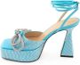 Mach & Mach Blauwe Kristal Plateau Sandalen met Dubbele Strik Blue Dames - Thumbnail 2