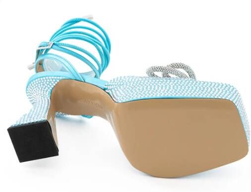 Mach & Mach Blauwe Kristal Plateau Sandalen met Dubbele Strik Blue Dames