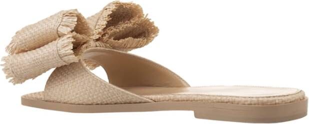 Mach & Mach Bruine Raffia Platte Sandalen met Strik Brown Dames