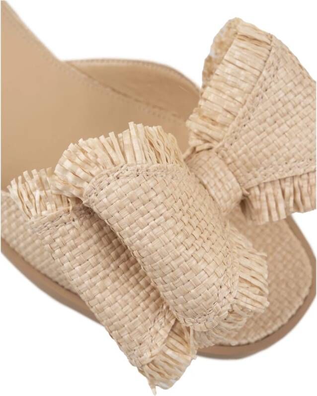 Mach & Mach Bruine Raffia Platte Sandalen met Strik Brown Dames