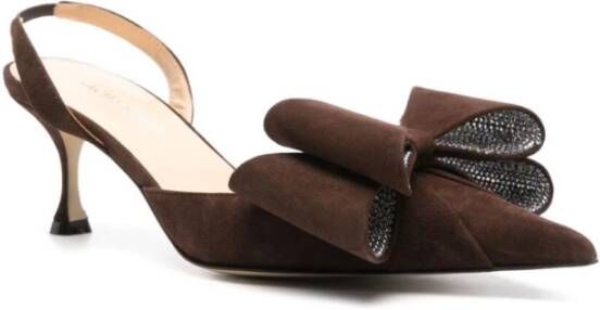 Mach & Mach Donkerbruine Kitten Heel Slingback Schoenen Brown Dames