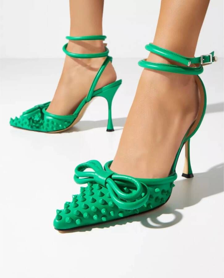 Mach & Mach Groene Dubbele Strik Studded Hakken Green Dames